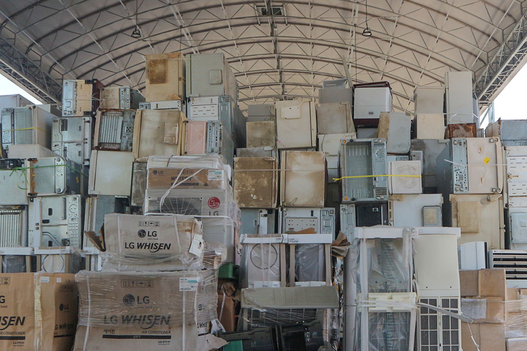 image of waste appliances piled up for recycling