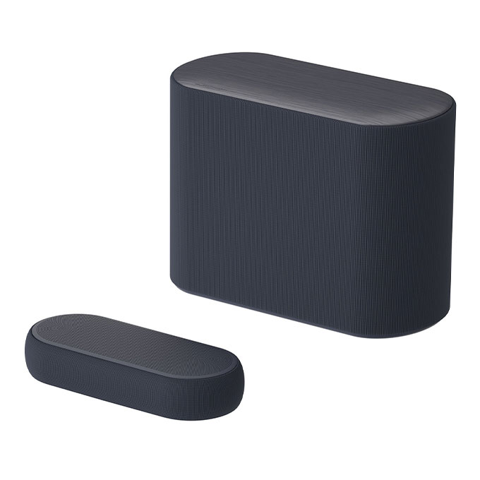 LG compact soundbar Éclair with a woofer speaker