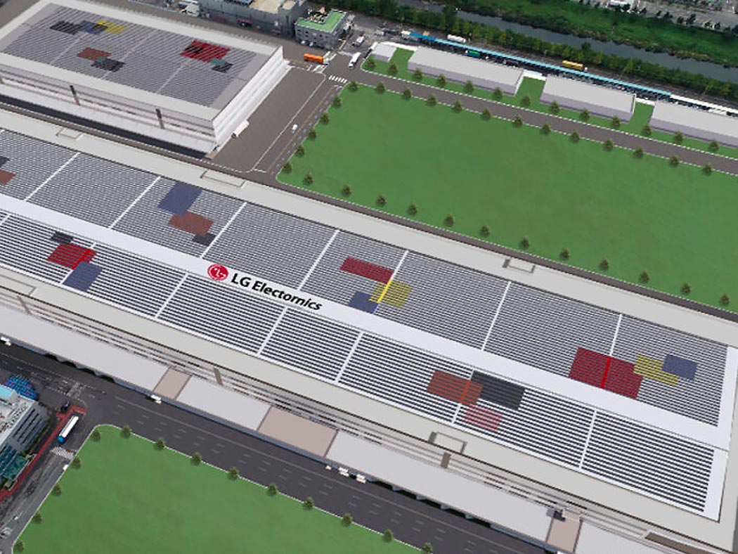View of LG Smart park's roof where solar panels will be installed