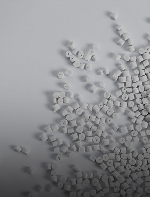 close view of grey color polypropylene granule