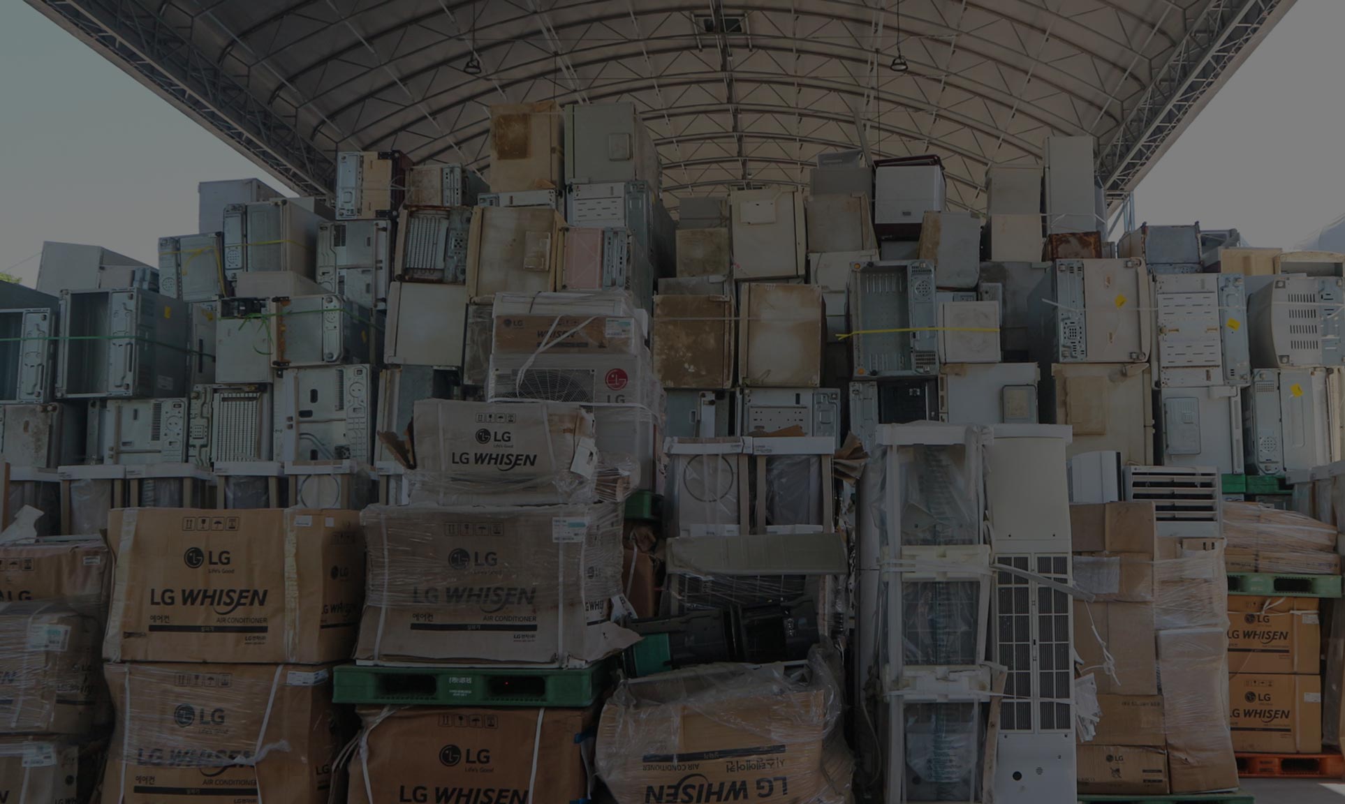image of waste appliances piled up for recycling